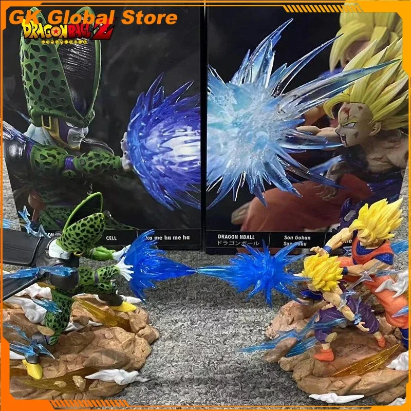 

12cm New Dragon Ball Anime Figure Son Goku Cell Peripheral Model Desktop Decoration Ornaments Scene Statue Kid Birthday Gift Toy