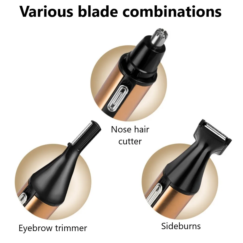 Kemei KM-6660 All In One Rechargeable Nose Trimmer Beard Trimer For Grooming Face Eyebrow Nose Hair Trimmer For Nose And Ear