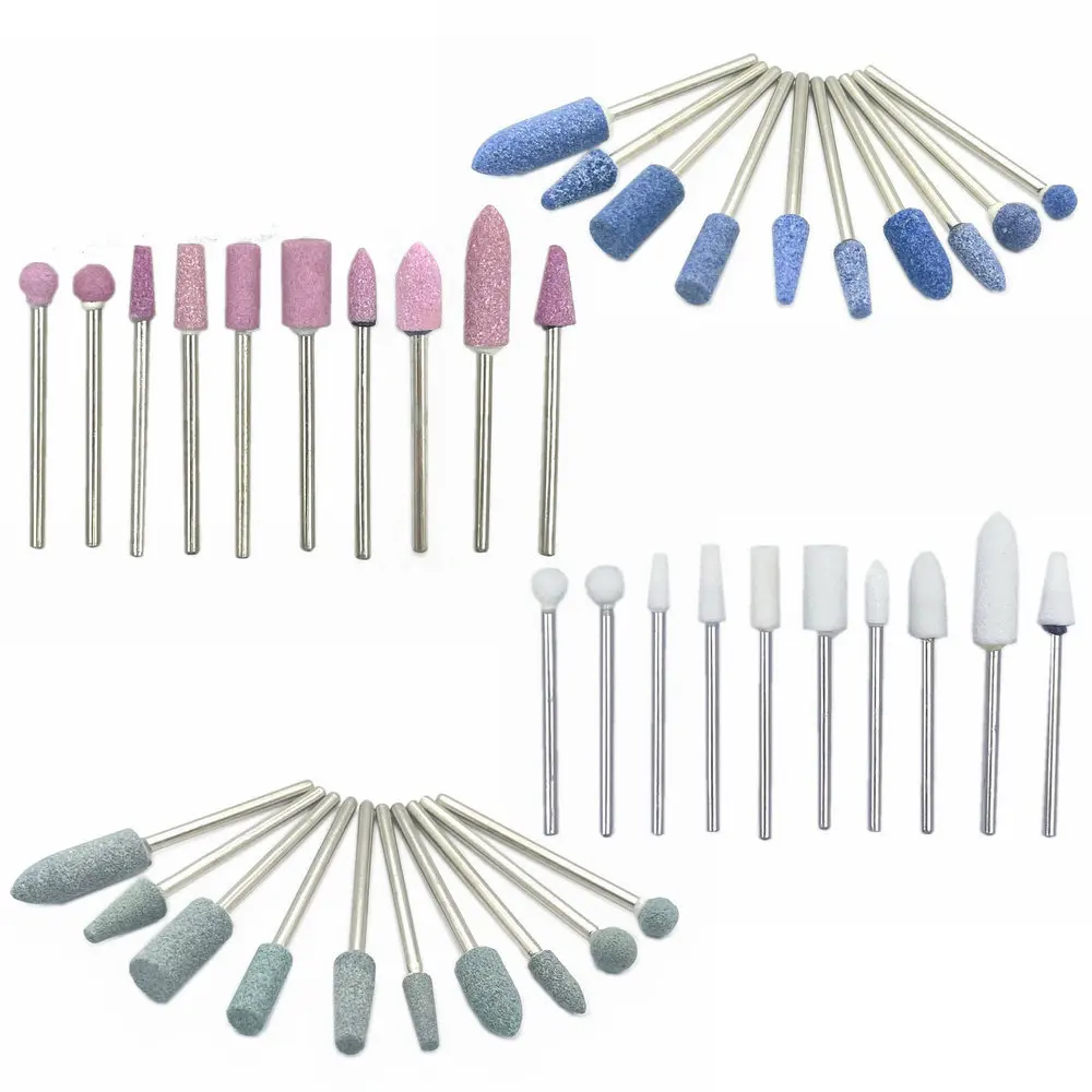 10pcs/set Dental Stone Grinder Polisher Burs 2.35mm Shank For Contouring Shaping Porcelain Dental Rotary Stone Polisher