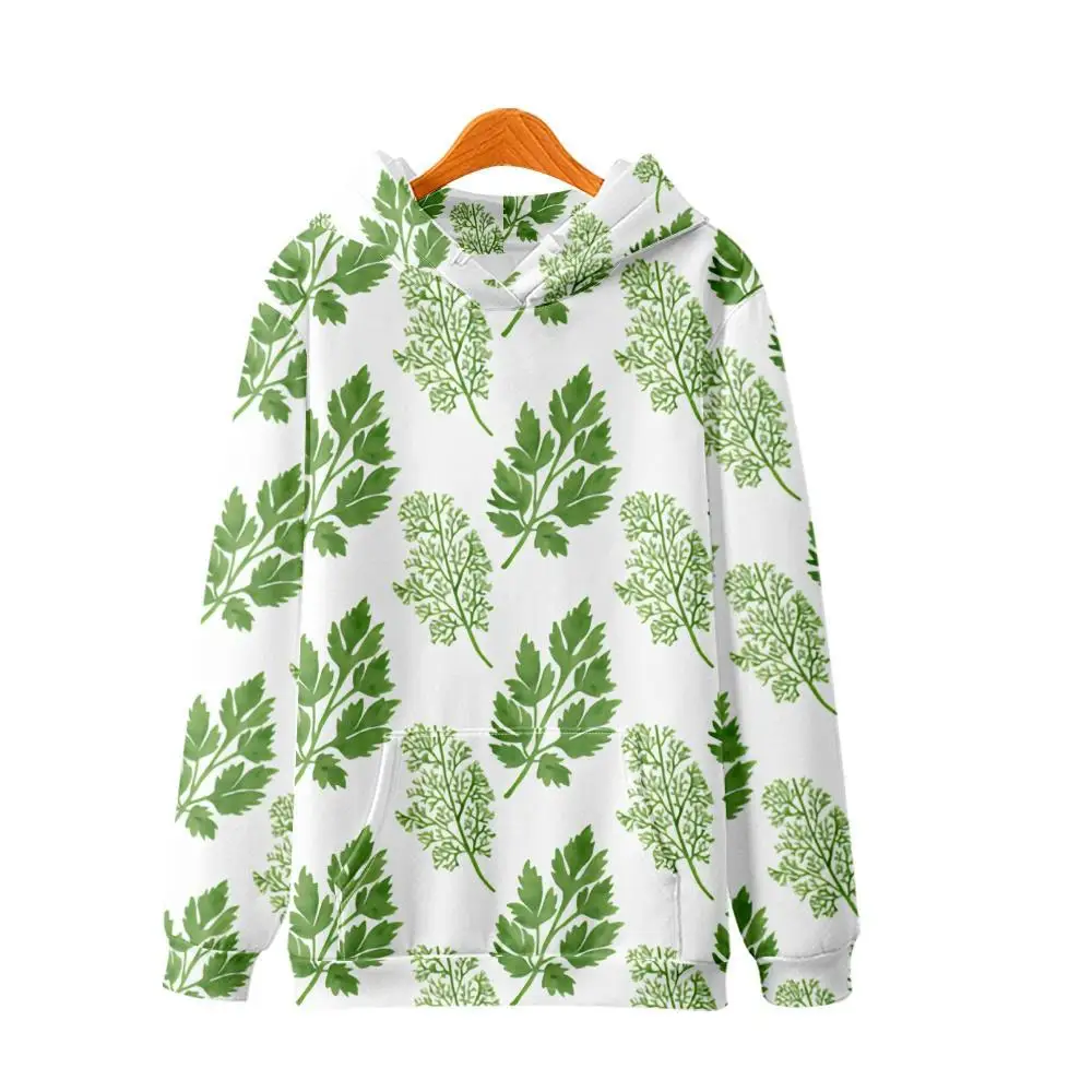 

Свитшот с длинным рукавом для мужчин и женщин, Повседневный пуловер с принтом зеленых листьев, уличная одежда в стиле Харадзюку, осень