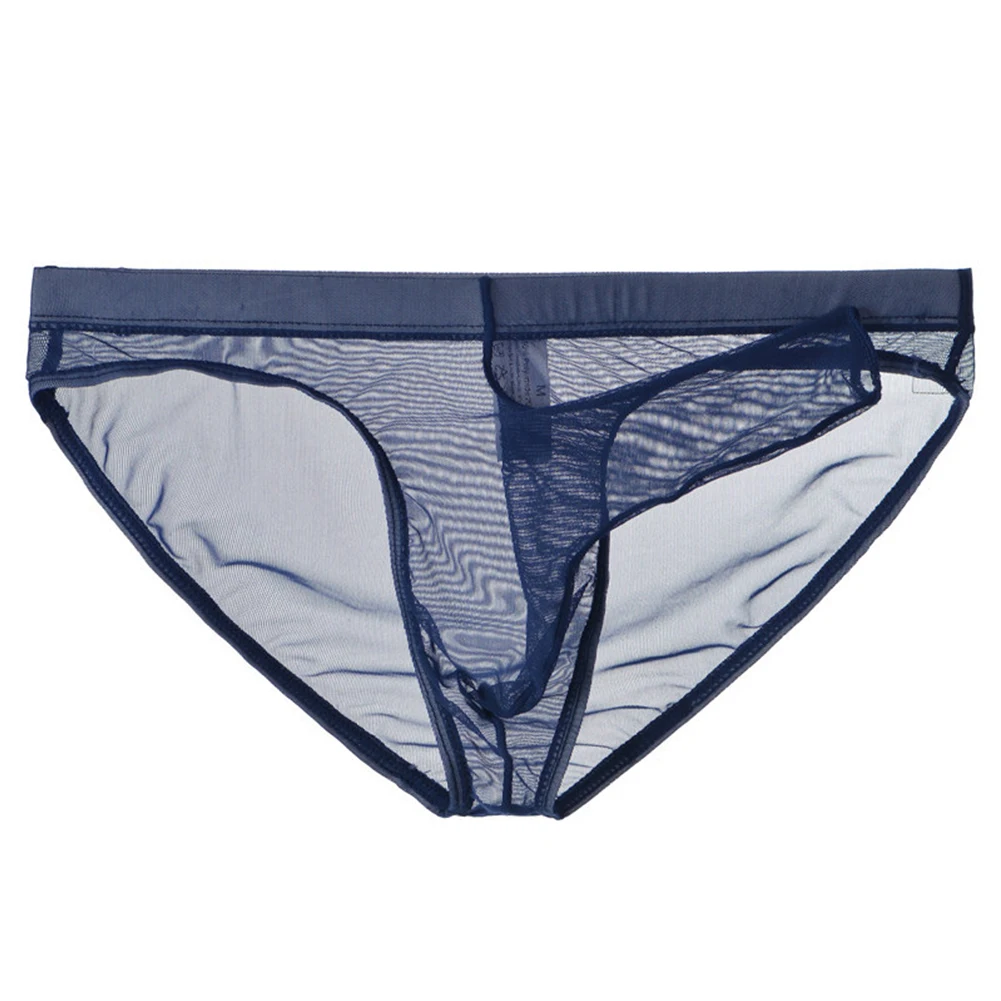 

Sissy Men Seamless Mesh Transparent Sheer Briefs Ultra-Thin Solid Underwear Elephant Nose Cool Panties Low Rise Men's Trunks