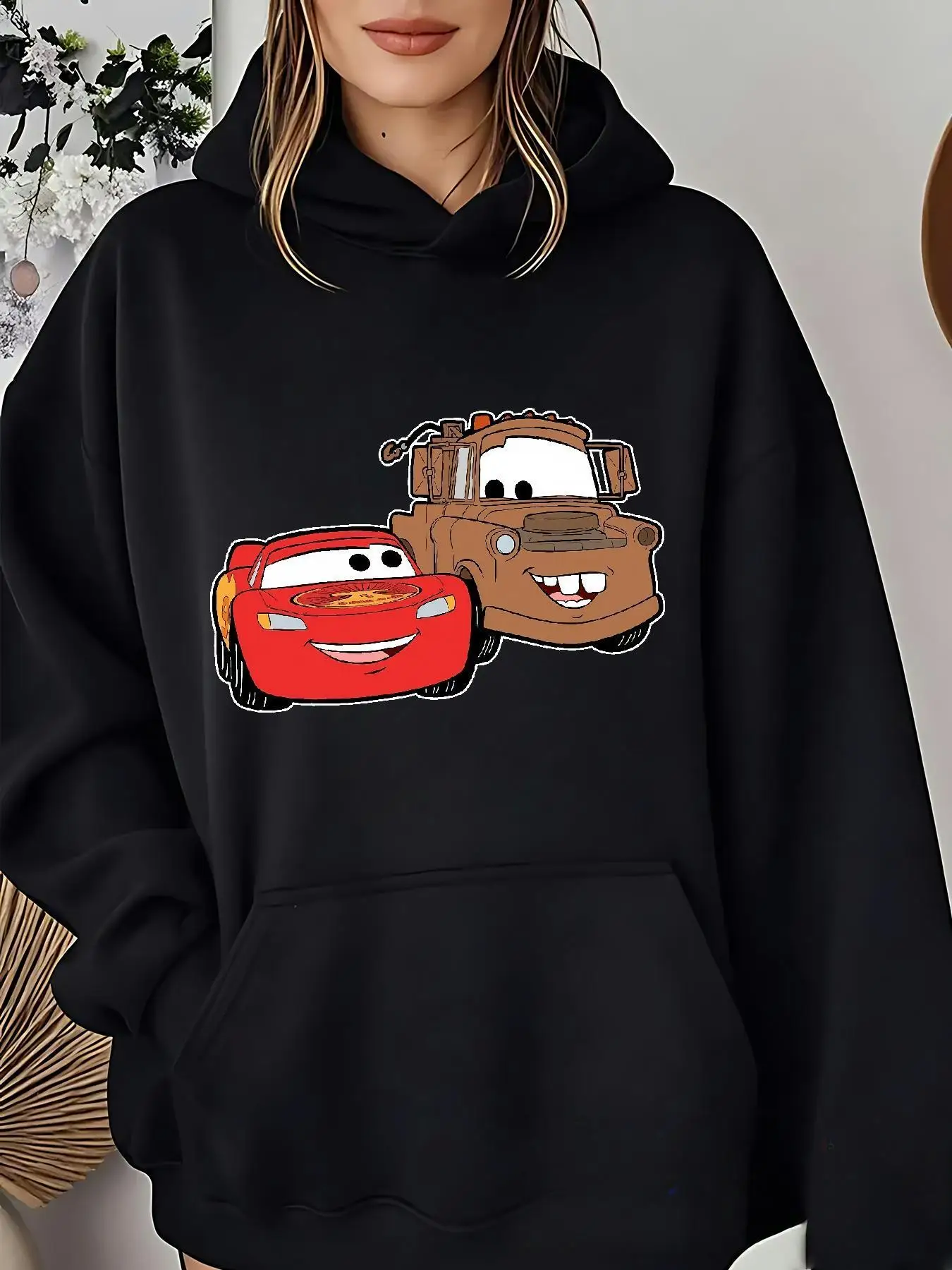 Disney Cars Lightning McQueen sweat à capuche pour femme automne hiver décontracté unisexe pull sweat vêtements à capuche Streetwear surdimensionné