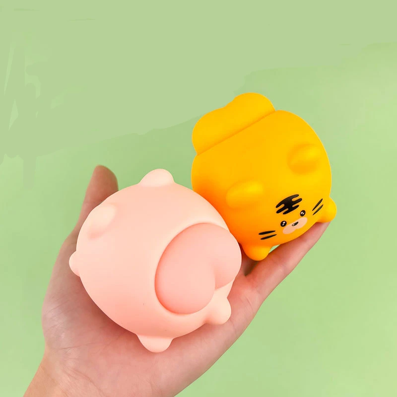 Novelty Funny Kawaii Cartoon Squishy Piggy Tiger Animal Ass Pinch Sound Squeeze Fingertip Toys Kids Baby Cute Gifts Fidget Toys