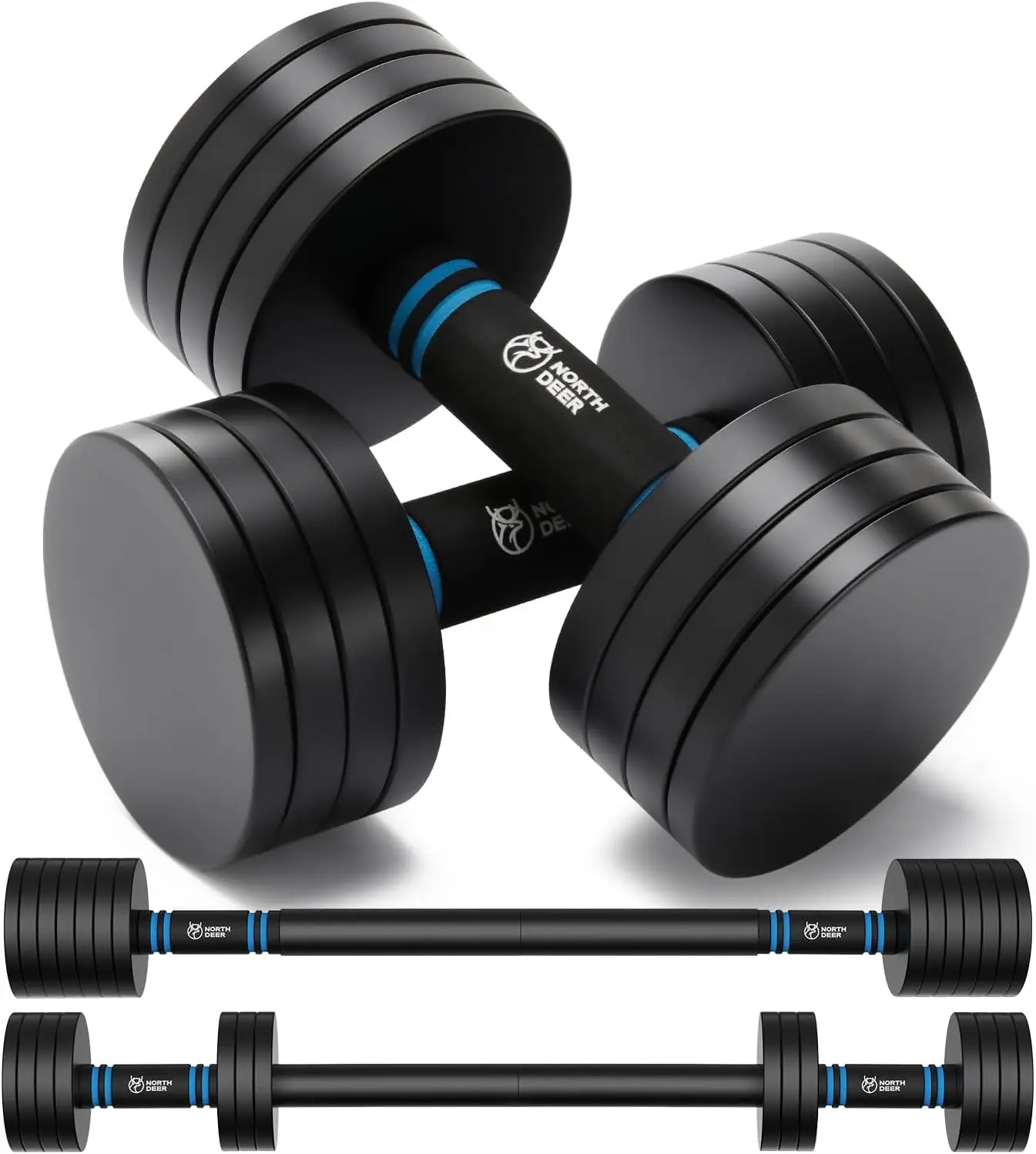 Upgraded Adjustable Steel Dumbbells 40LB / 60LB - 2 in 1 Dumbbell Barbell Set for Home Gym Workout - Compatible with V1.0 Dumbbe