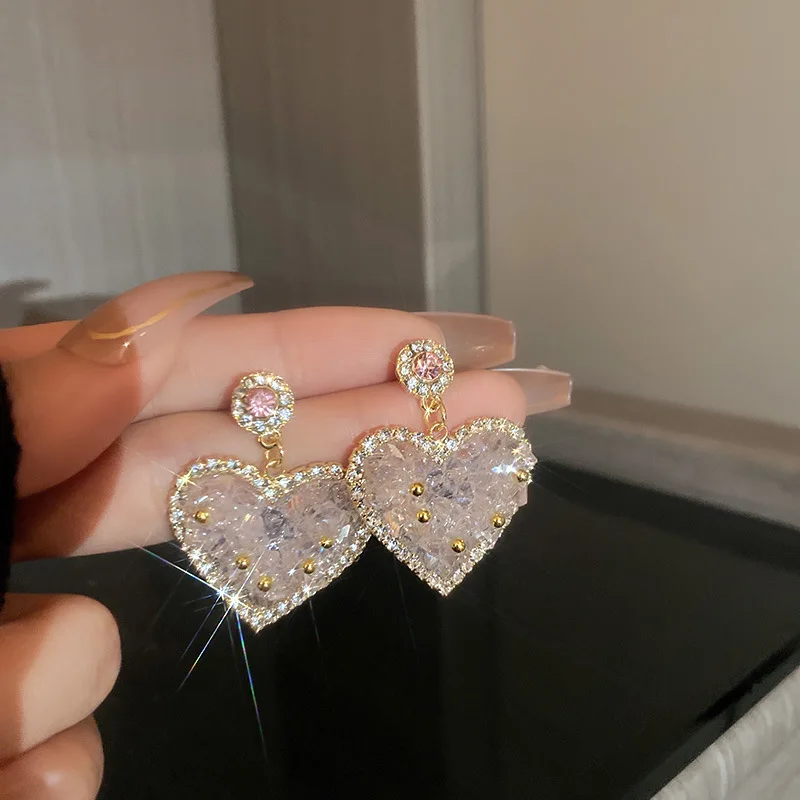 Zirkoon Strass Parel Oorbellen Voor Vrouwen Overdreven Design Kristallen Bloem Kwastje Bengelen Oorbellen Zilver Naald Sieraden