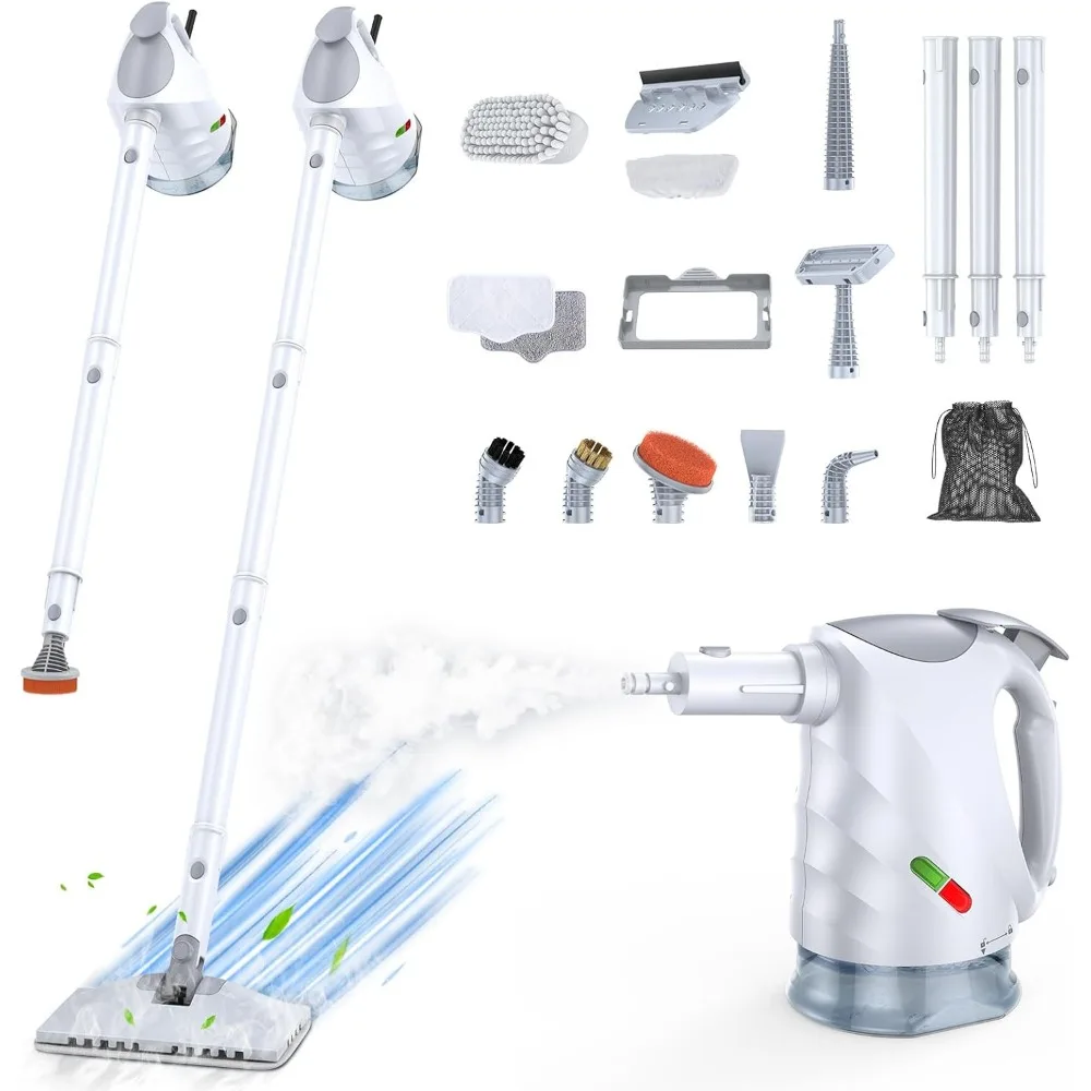 

10-in-1 Steam Cleaner and Mop with 320ml Tank, Fast Heating, Portable for Kitchen Floor Tiles Window Car