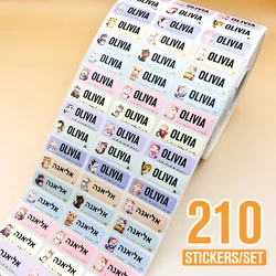 60/500pcs Custom Name Sticker Hebrew Waterproof Self-adhesive Baby Personalized Kids School Label Kindergarten Stationery Tag