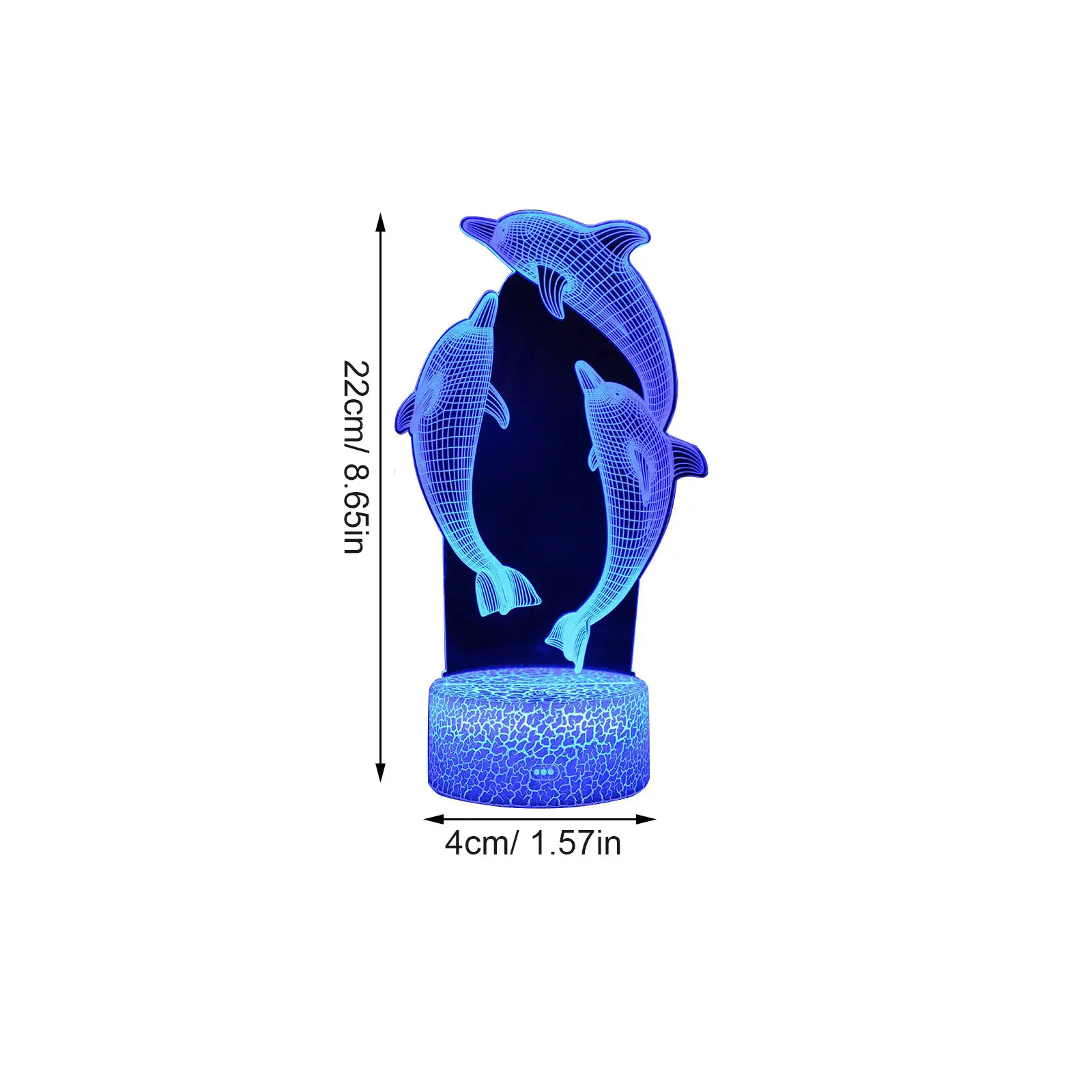 3D Illusion Dolphin Night Light with Touch Control, LED Bedside Lamp for Home Office Room Decoration