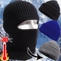 Winter Cold Proof Face Mask Unisex Acrylic Skullies Anti Freeze Injury Warm Masks Thermal Beanies Soft Head Cover Warm Hood Hat