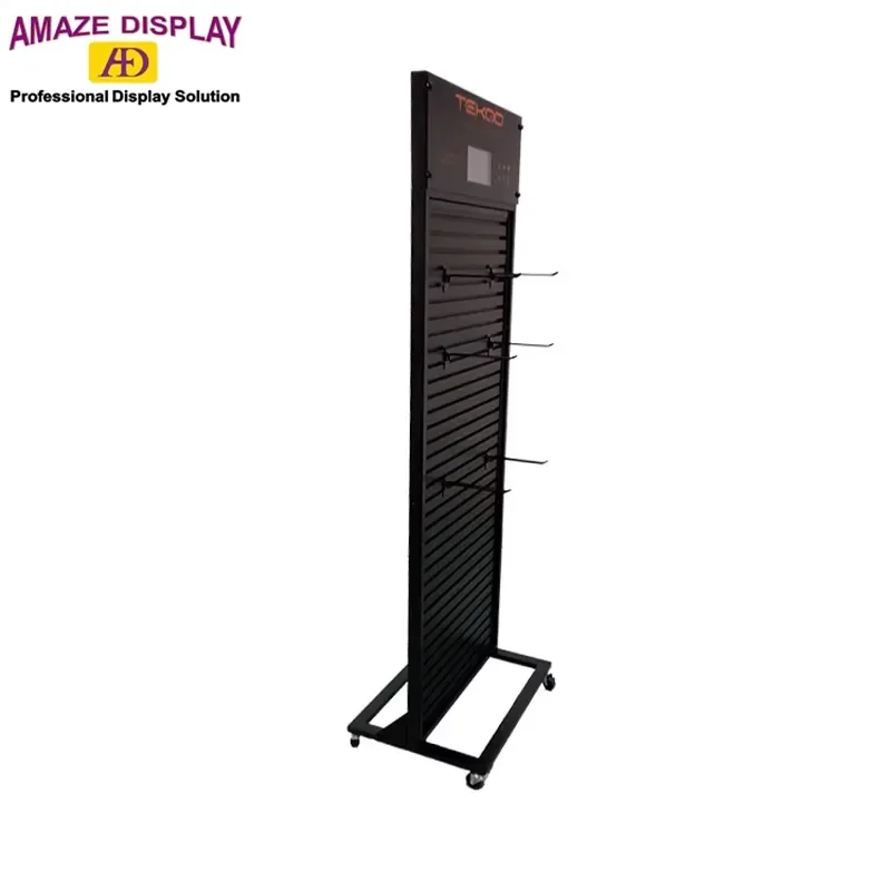 Adjustable Multi Tier Metal Floor Stand Hook Display Rack for Mobile Phone Accessories Retail Store Supermarket Hanging
