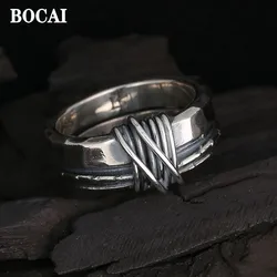 BOCAI New S925 Silver Jewelry Accessories Handmade Munich Industrial Style Pioneer Ring for Men Fashionable Personalized Gifts