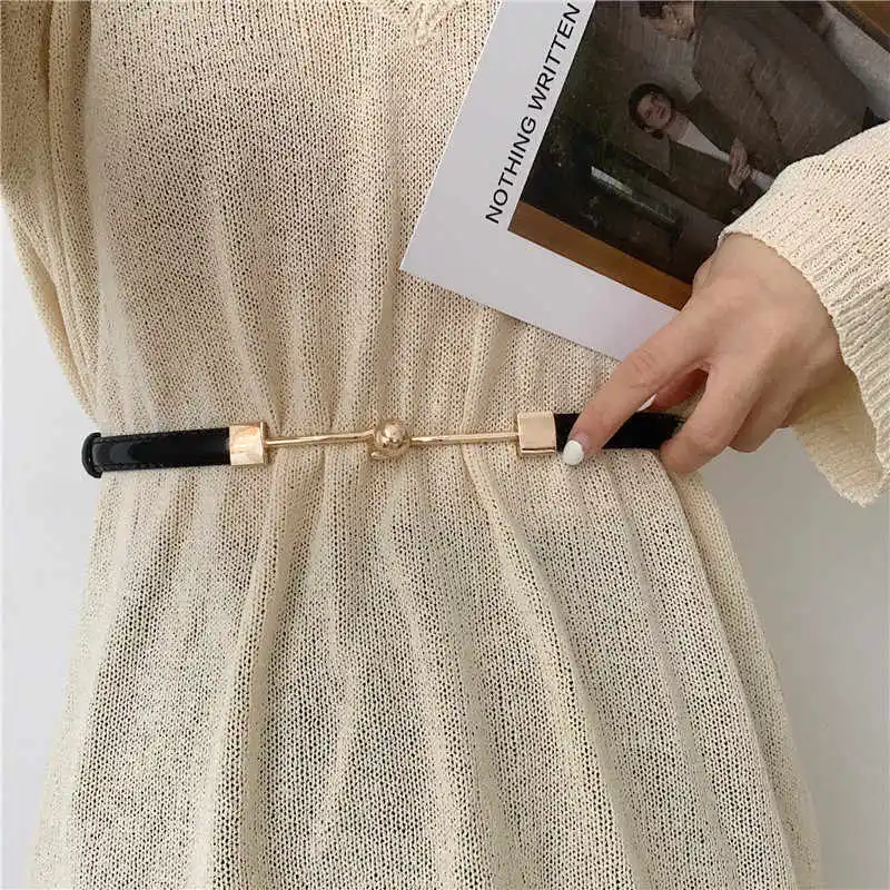 Women's belt simple and fashionable fine decorative dress genuine leather versatile and fashionable women's cowhide thin belts