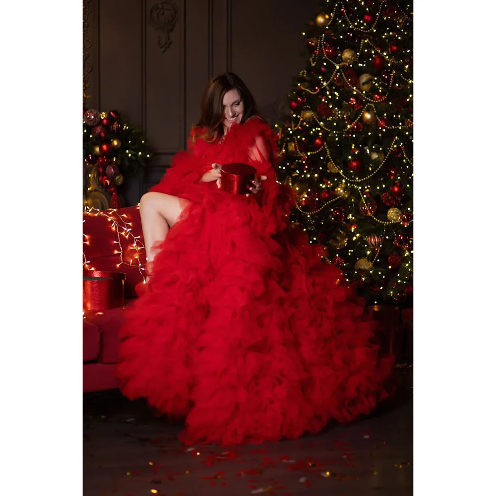 Beautiful Red Women Evening Party Dresses Floor Length A-Line Side Split High Quality Pretty Female Christmas Prom Banquet Gowns