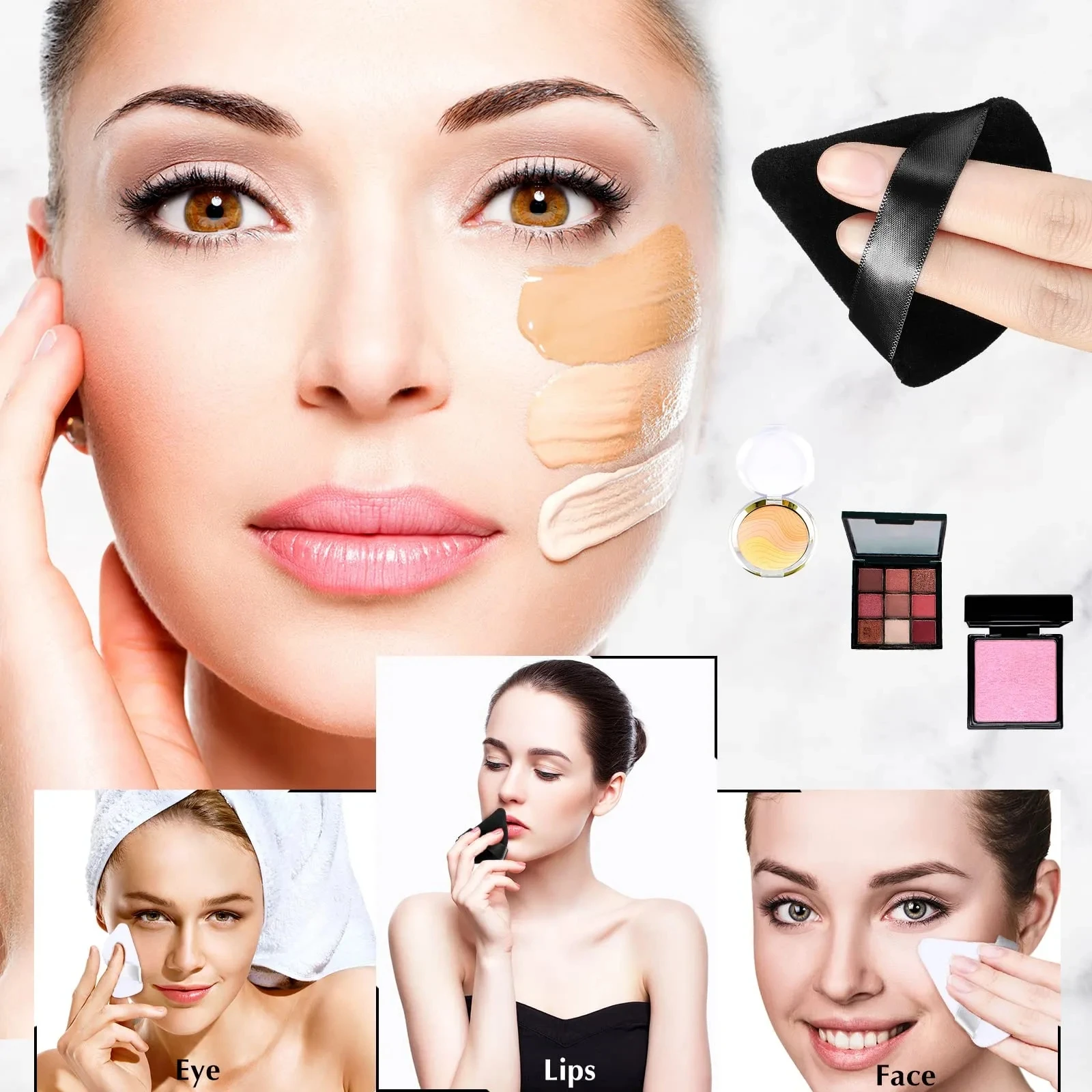 Dreieck Samt Puder quaste Mini Make-up Schwamm für Gesichts augen weiche Baumwolle Kosmetik wasch bar leichtes Samt Make-up-Tool