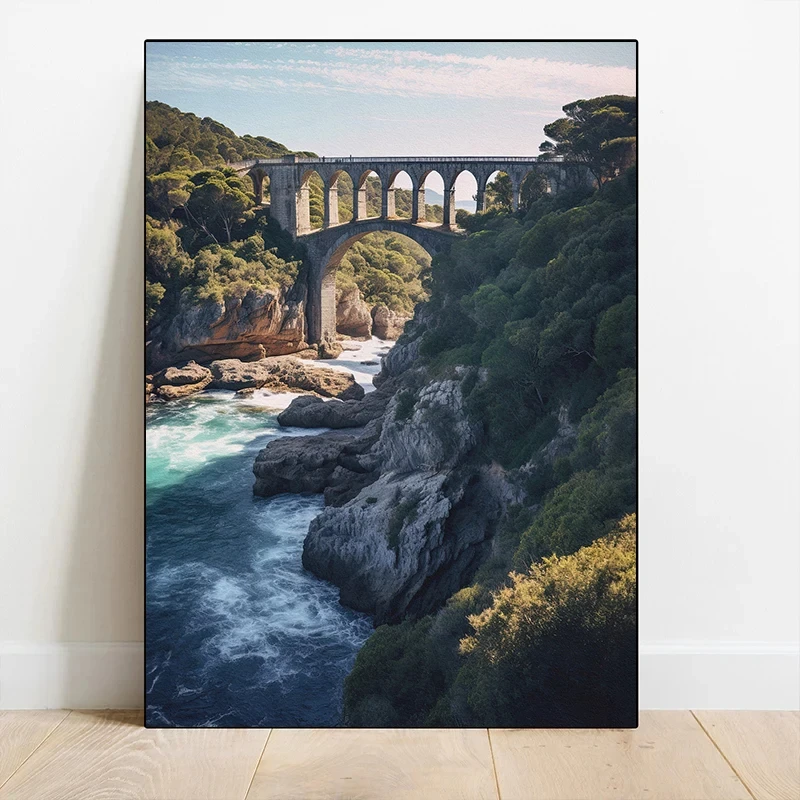 Pink Archway Pool Tuscany Hills Travel Landscape Posters and Prints Canvas Printing Wall Art Picture for Living Room Home Decor