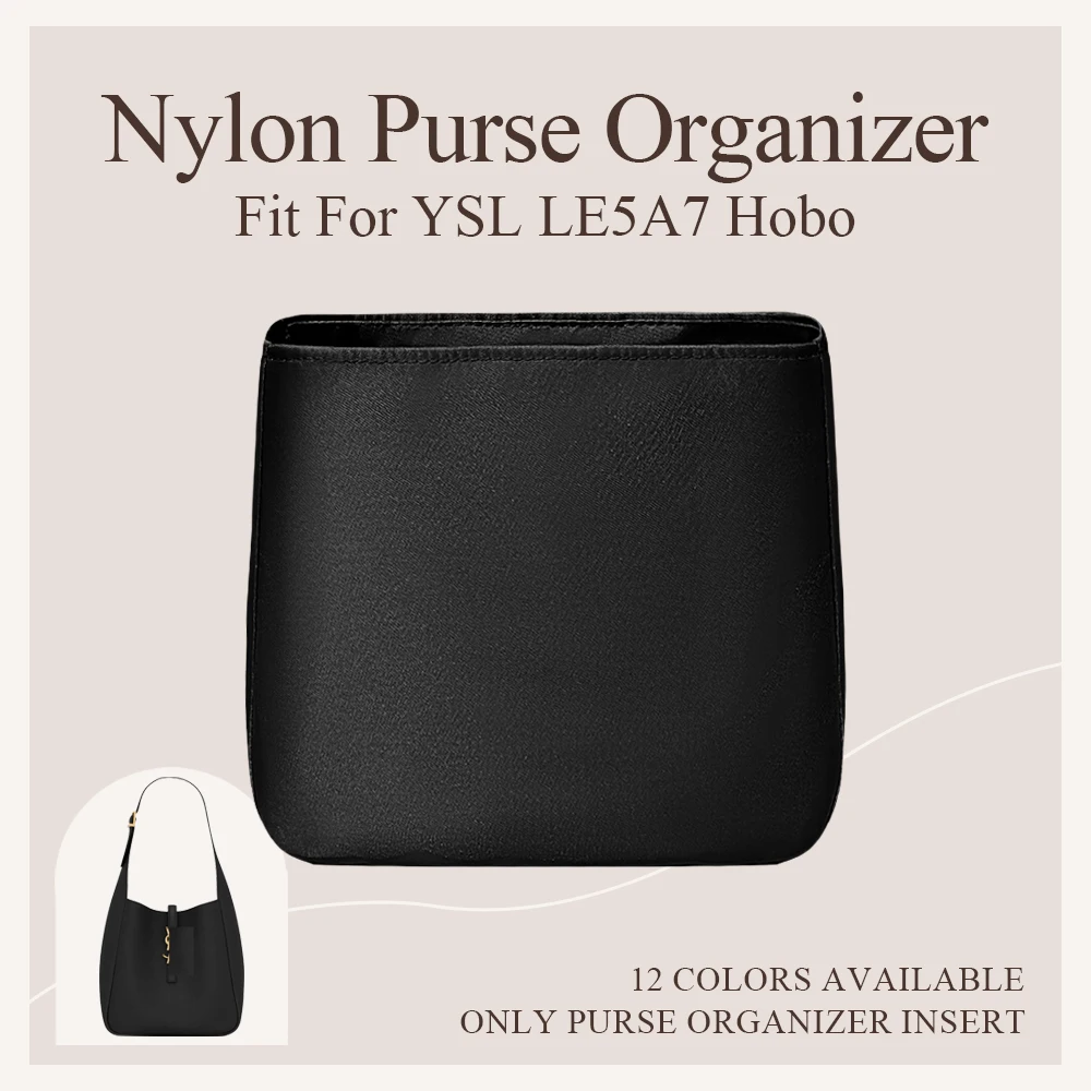 Nylon Purse Organizer Insert Fit for YSL LE5A7 Hobo Bag Liner Bag Black Inner Liner Bag Zipper bag Cosmetics Storage Bag In Bag