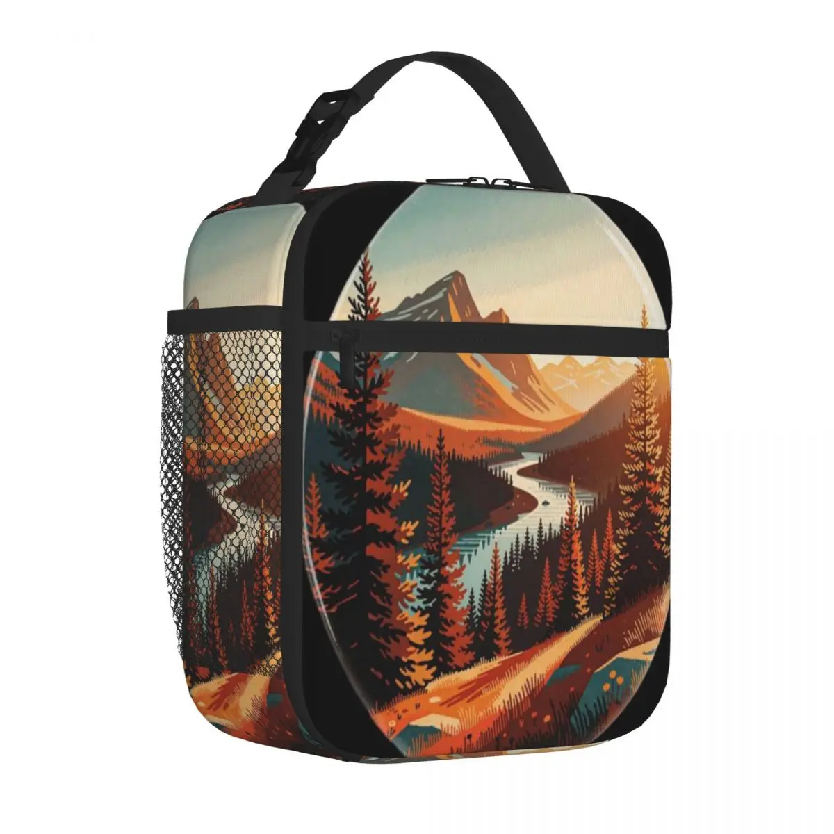 Hot Sale Mountain Dawn Outdoor Rugged Nylon Lunch Bag Grocery Carry Insulated Food Bag