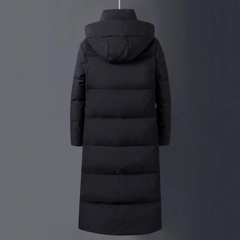 2023 Winter Down Coat Men Hooded Fashion X-Long 90% White Duck Down Winter Jacket Men Thick Warm High Quality Brand Black Parkas