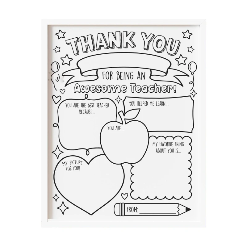 

Teacher Appreciation Card Coloring Posters 11x17cm Handmade Teacher Thank You Card For Students Classroom Party Supplies