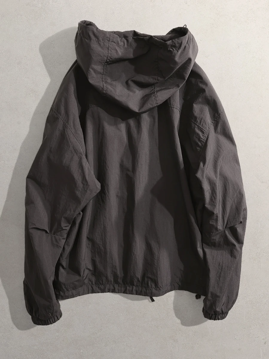 

Spring 2025 Men's Faionable Long Sve Hooded Jaet Lightweight Casual Outerwear Stand Fit Urban Sle Zipper Closure ...