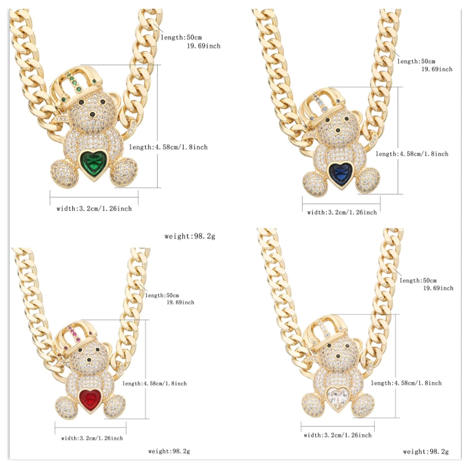 Crown Love Bear Necklace Commuting Date Essential Cute Bear Pendant Necklace for Women Fashion Jewelry