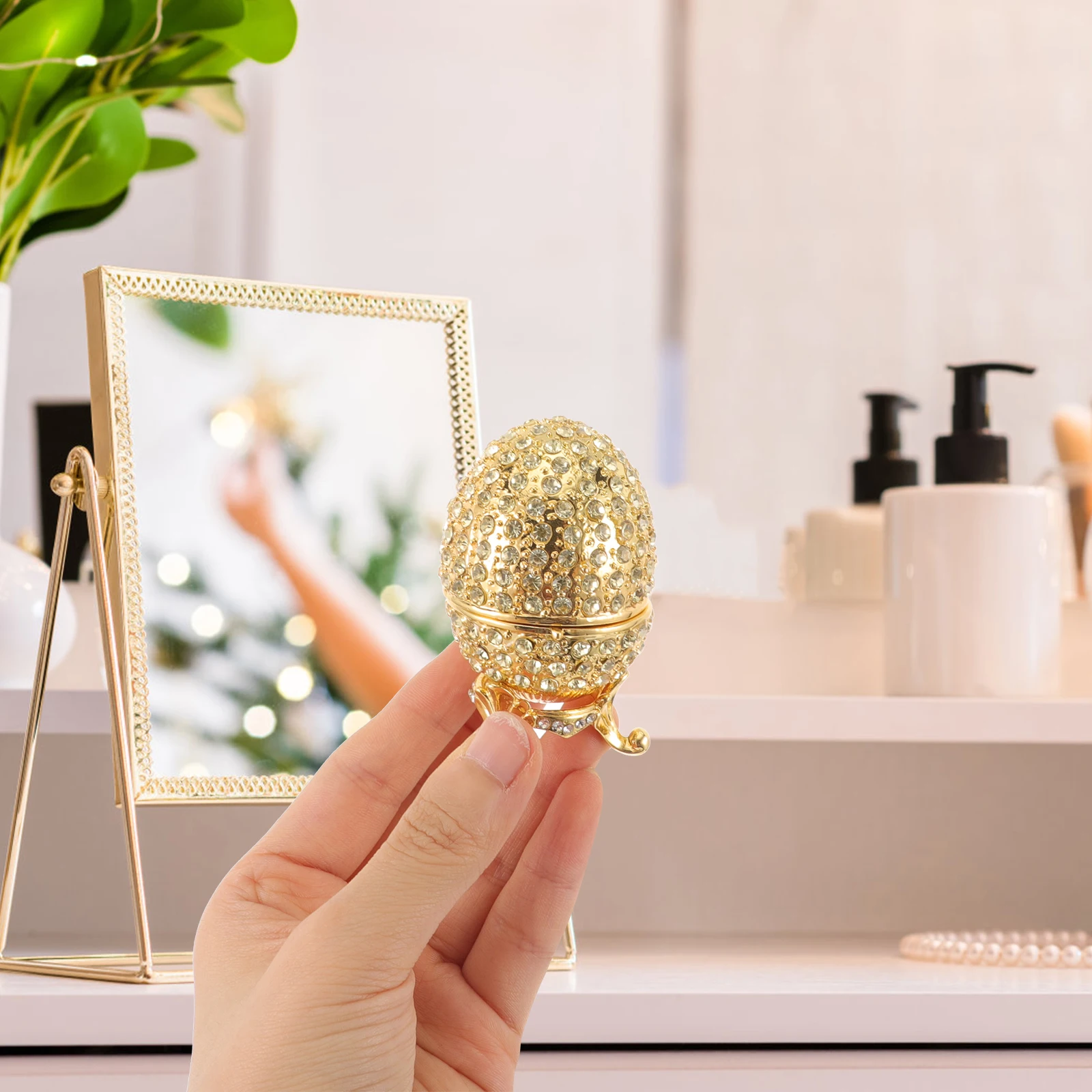 

Vintage Jewelry Alloy Trinket Storage Decorative Ring Box Gift for Wedding Anniversary Birthday Mother's Day Valentines Day Home