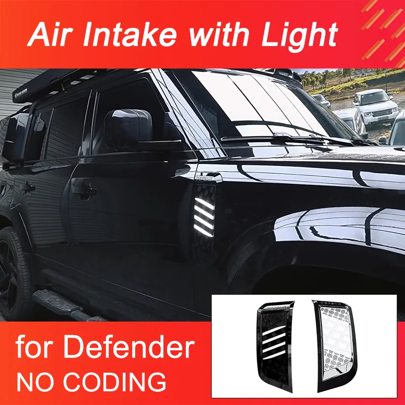 

Air Intake with Light for Land Rover Defender 90 110 2020-2024 Air intake modification Leaf board upgrade