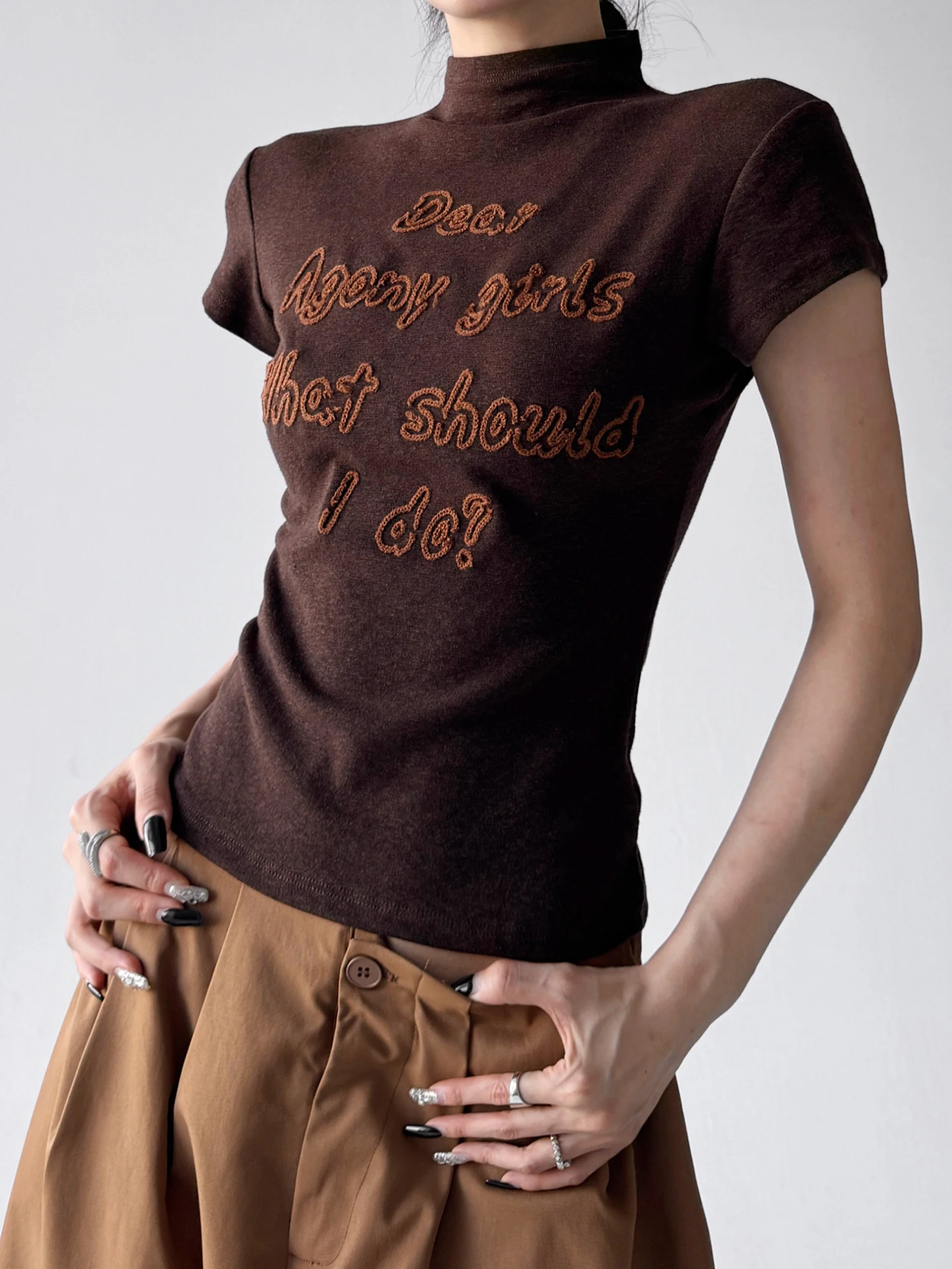 Slim Fit mid Ne ort Sve Camiseta Mujer Faion Casual Sle Capa base versátil irt para desplazamientos y uso diario