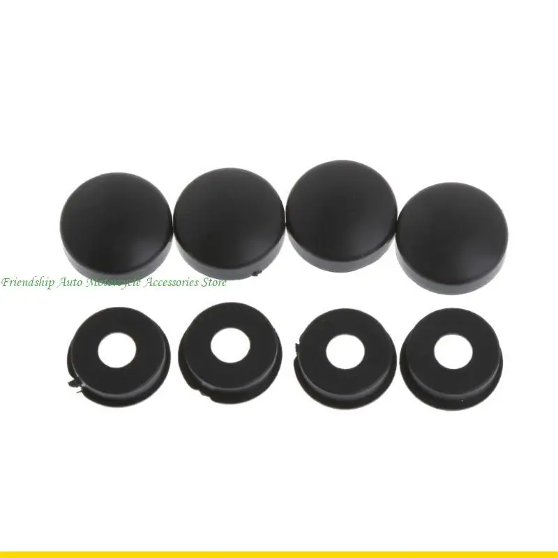 SZCH 8PCS/SET Black Security- License Plate Frame Mounting Screw Baut Baut Tutup Nut