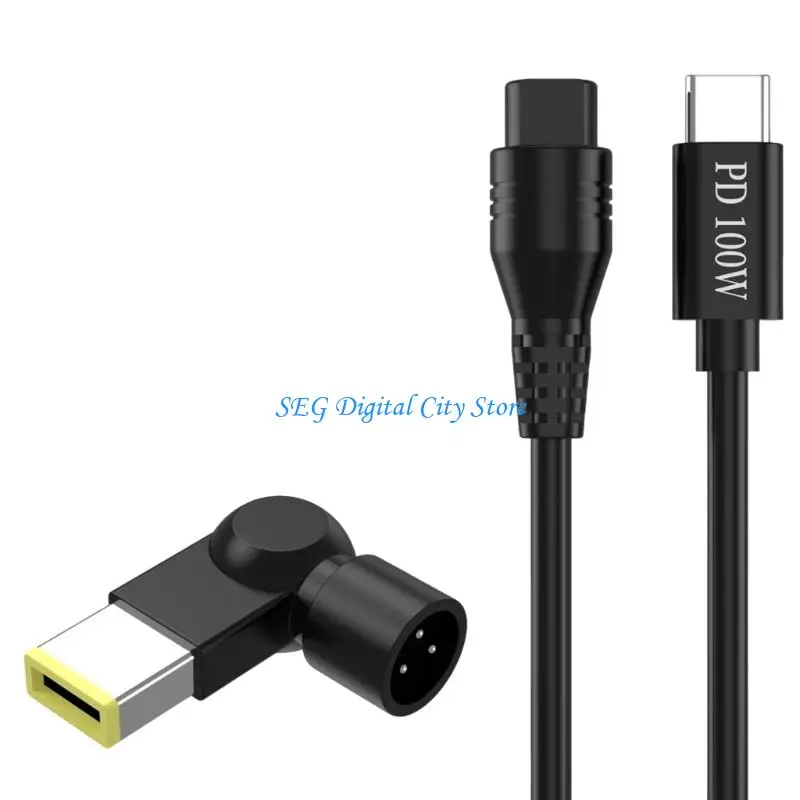 

U75B PD100W Fast Charging Cable Type C To 3pin Port With Square Adapter For Laptops Power Supply Cord