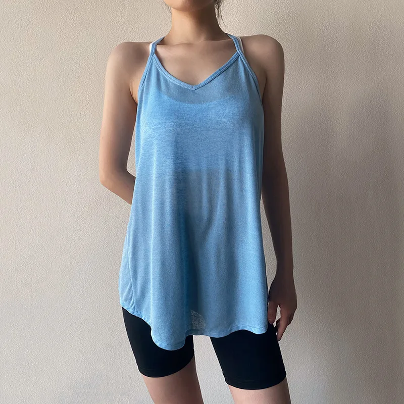 Sports Blouse Sleeveless Sling Thin Sleeveless Shade Ass Sexual Beautiful Back Quick-drying Pilates Yoga Suit for Women