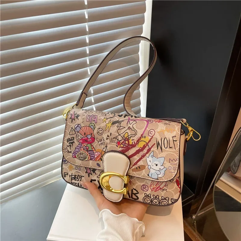 

Foreign Trade Bestseller C-Style Women's Bag New Bear Graffiti Shoulder Bag Summer Fashion Light Luxury Niche Underarm Bag