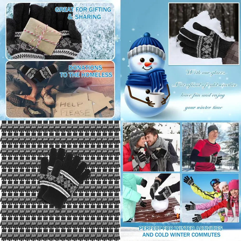 

Массовые вязаные зимние перчатки унисекс — теплые, стильные, идеально подходят для мужчин и женщин, идеальный рождественский подарок