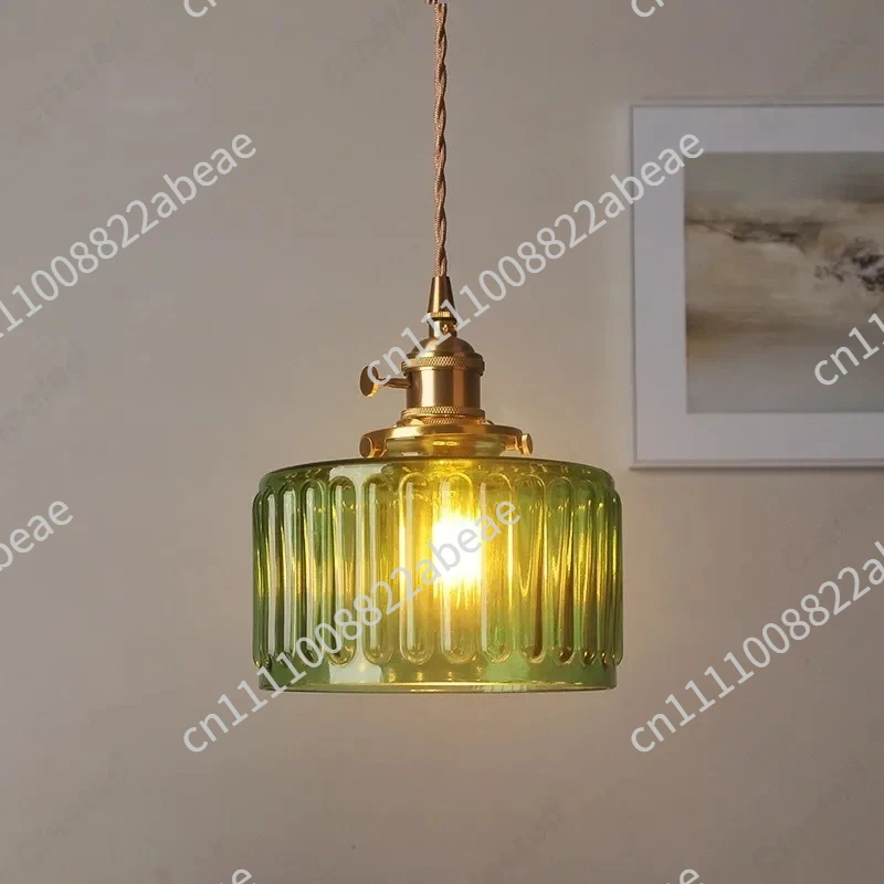 Brass Glass Pendant Light Nordic Vintage Style for Guest Home Bar Restaurant Bedside Lamp Creative Personalized Bedroom Fixture