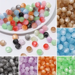 8/10/12mm 10pcs Bright Color Resin Cat Eye Round Beads for Necklace Bracelet Earring DIY Jewelry Craft Making Loose Beads