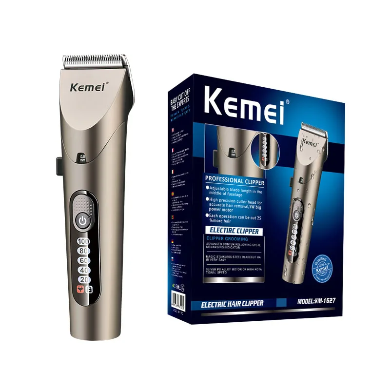 Kemei KM-1627 Professional Hair clipper Cord or Cordless Use Barber Hair Trimmer Rechargeable Electric Hair Cutting Machine