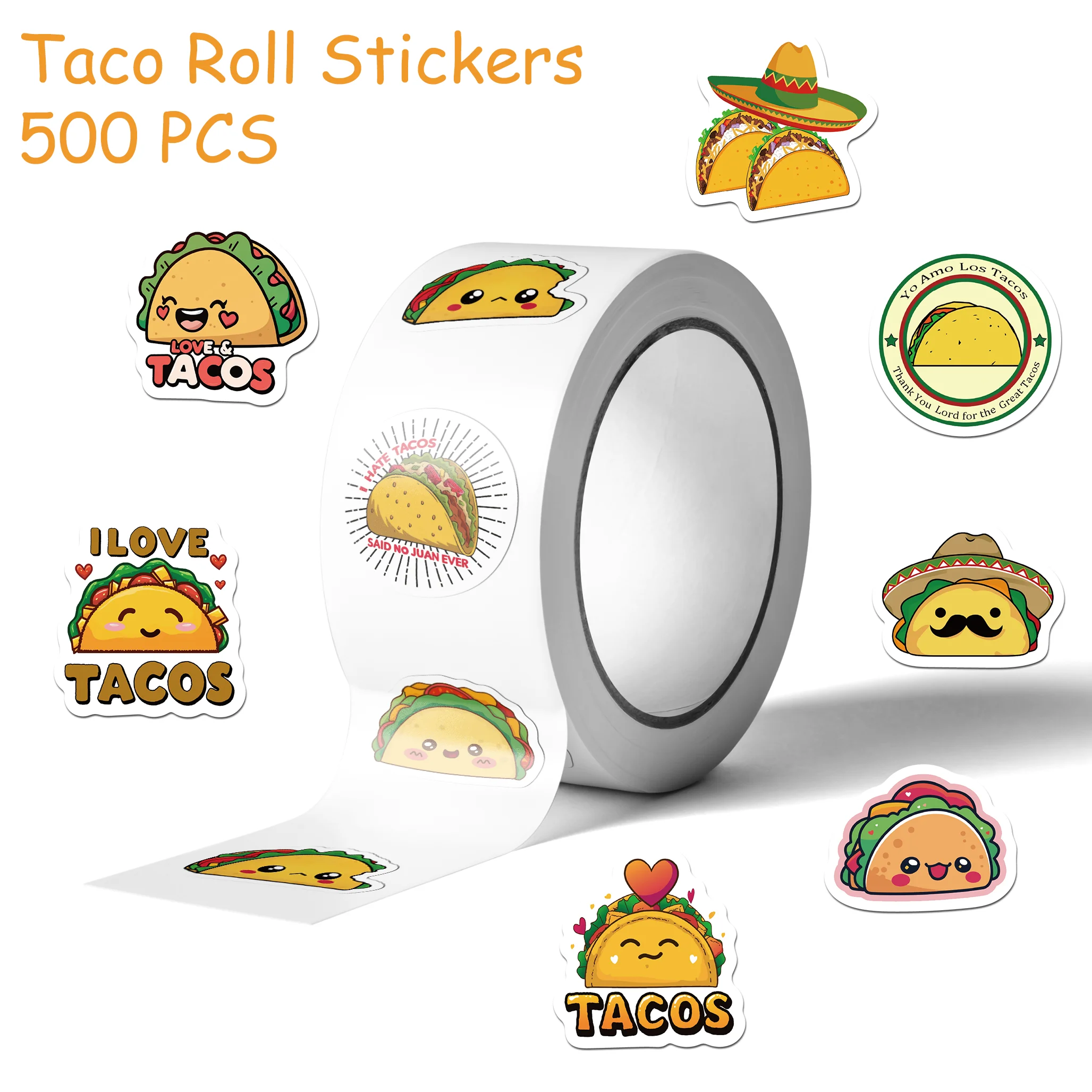 

500pcs Cartoon Cute Taco Stickers Decals For Phone Scrapbook Suitcase Refrigerator Guitar DIY Aesthetic Waterproof Stickers