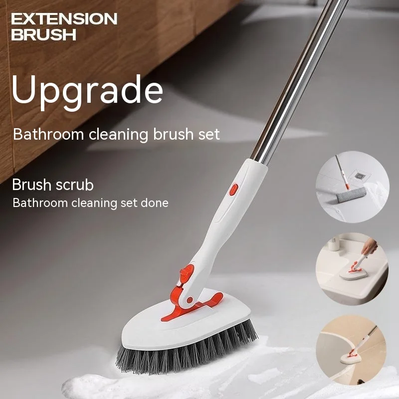 

Tub Tile Scrubber Brush Cleaning Brush 52.3" Adjustable Telescopic Pole Stiff Bristles Scouring Pads for Bathroom Kitchen Toilet