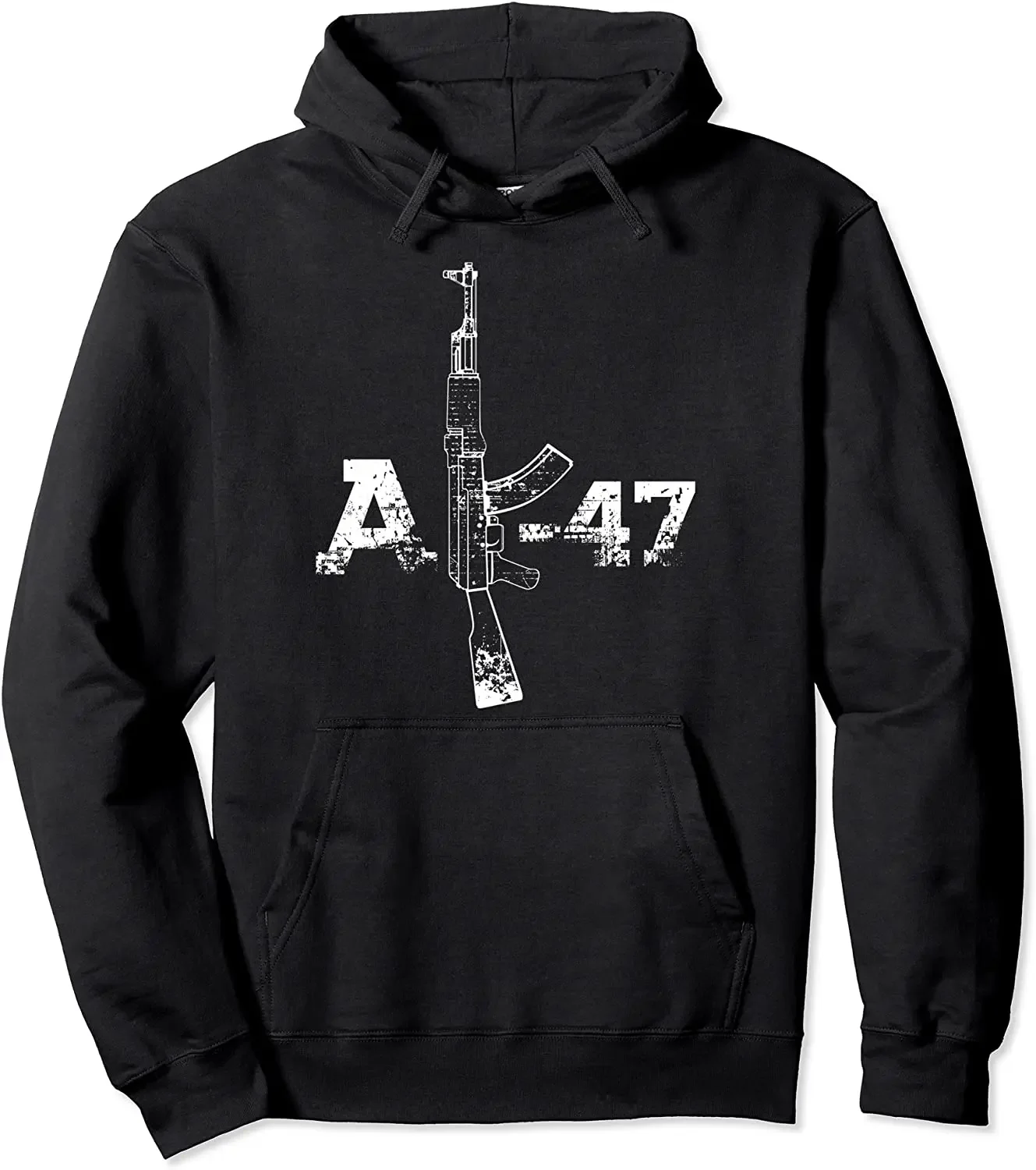 AK47 Gun Silhouette Illustration, AK-47 Gun Drawing Gift Men Pullover Hoodie