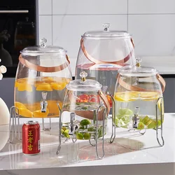 Fruit Tea Bucket, Large Capacity Beverage Bucket, High Aesthetic Value, Summer Food Grade Plastic Tea with Electroplating Faucet