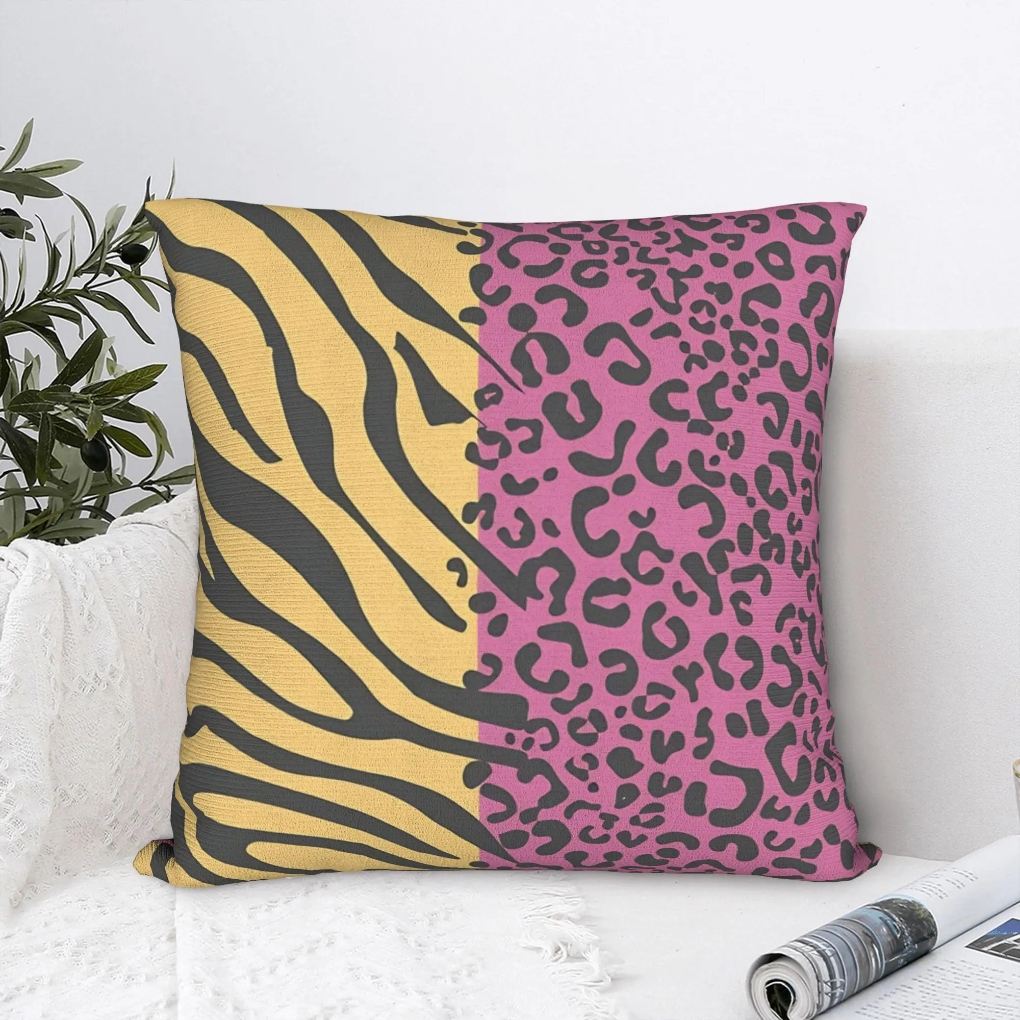 Zebra Leopard Pattern Pillow Case  Soft Pillow Cover Vintage Pillowcases For Living Room Chair