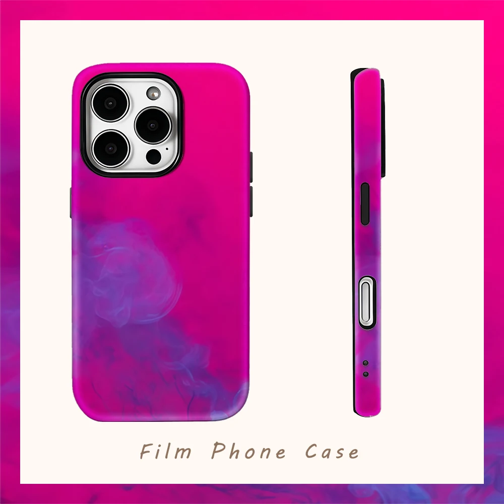 Rosa-Violette Rauch-Doppelschicht-Rückabdeckung für iPhone 16/15/14/13/12/11/X/XS/17/18 Pro Max Plus Kompatibel mit Mehreren Modellen