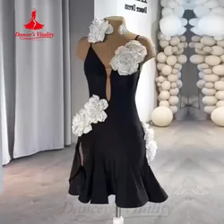 Abbigliamento da pratica di danza latina fiore personalizzato da donna gonna a coda di pesce divisa Sexy nera costumi da spettacolo Tango Chacha Samba