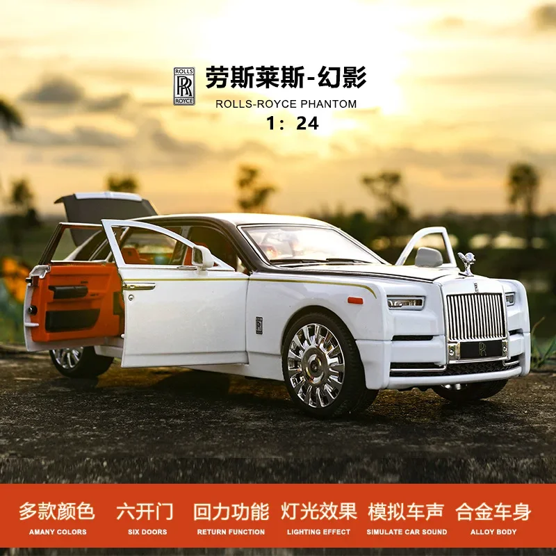 1:24 Rolls Royce PHANTOM High Simulation Diecast Metal Alloy Model car Sound Light Pull Back Collection Kids Toy Gifts