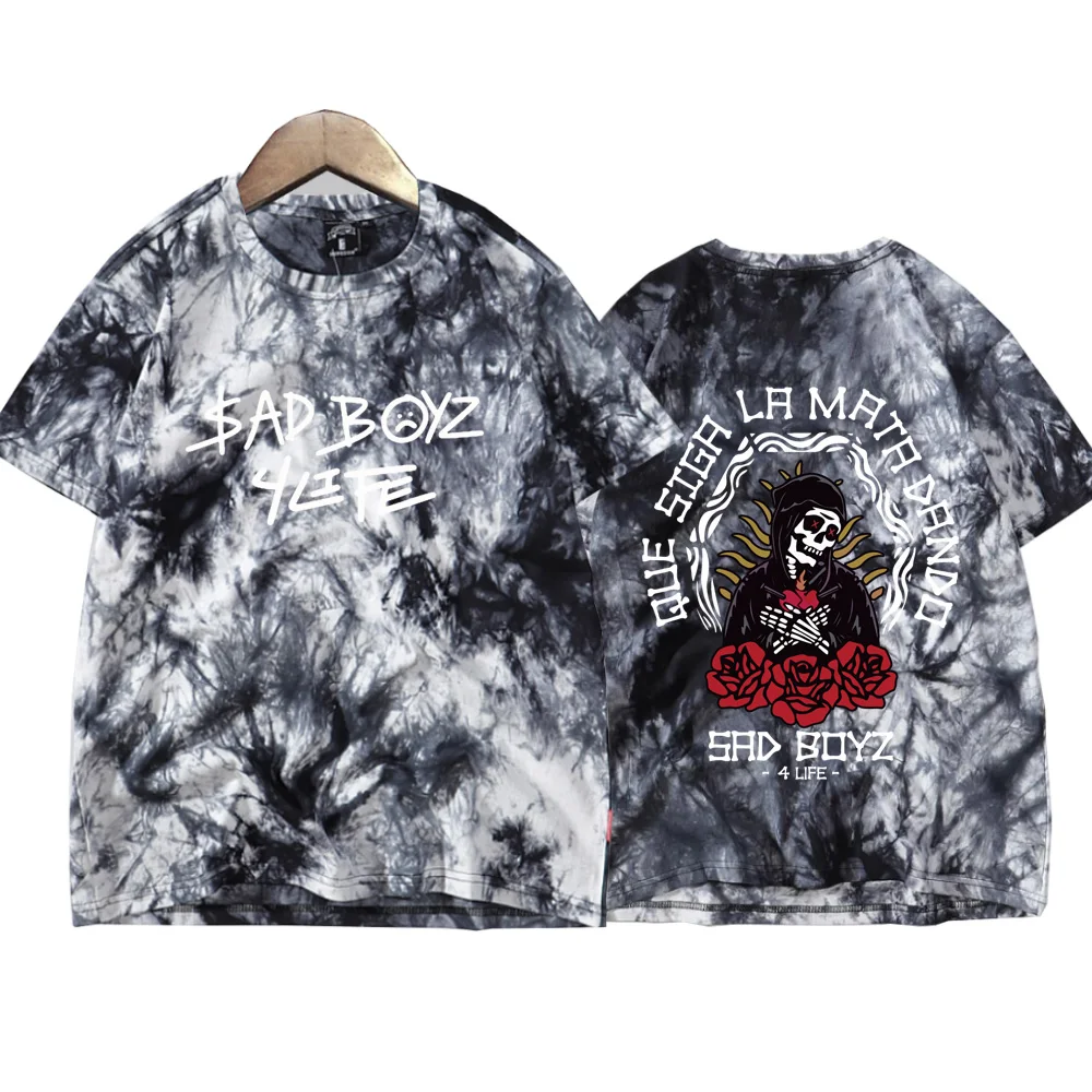 Junior H Sad Boyz 4 Life Shirts Tie Dye Harajuku Round Neck Short Sleeve T-Shirt Fans Gift