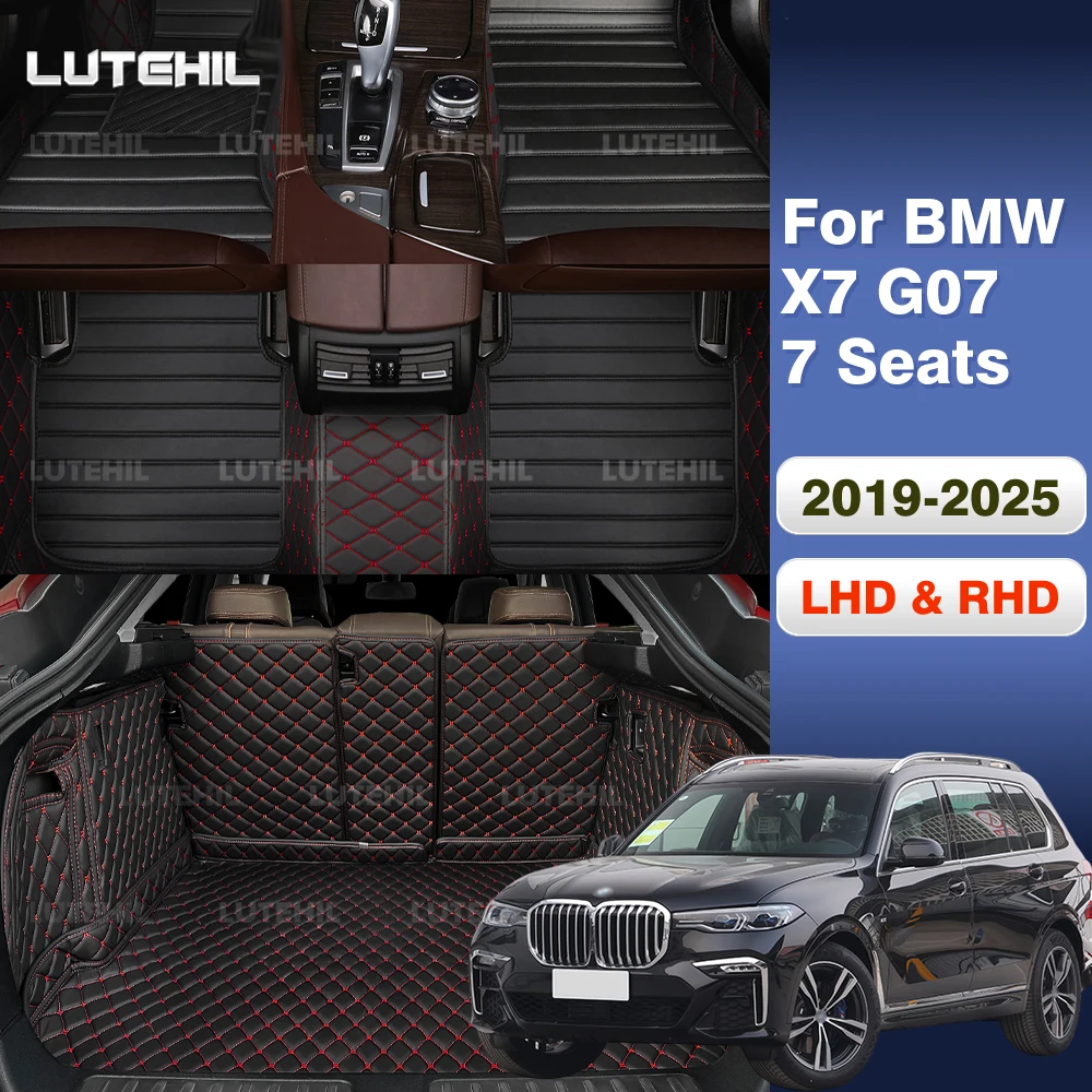 Car Floor Mats For BMW X7 G07 7 Seats 2019-2025 24 23 22 Trunk mat Cargo Liner Protection Carpet Custom Floor Liners Accessories