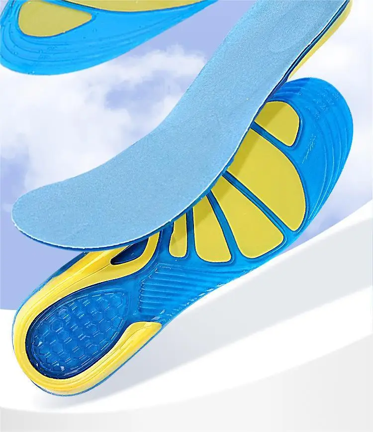 Silikon-Gel-Einlegesohlen, Fußpflege für Plantarfasziitis, Fersensporn, Laufen, Sport-Einlegesohlen, Stoßdämpfungspolster, orthopädische Einlegesohle für den Bogen – Detail 2