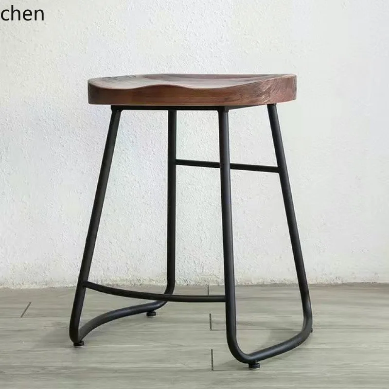 ZML Solid Wood Front Desk Chair Simple Modern Home High Stool Creative Milk Tea Shop Dining Stool