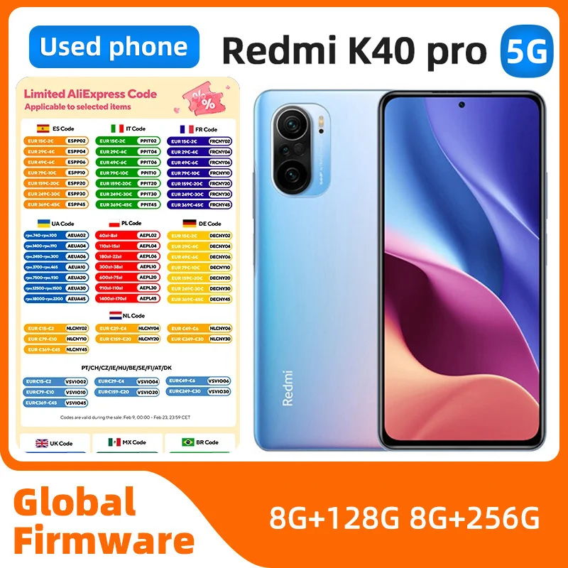 

Redmi k40 pro Android 5G Unlocked 6.67 inch 12GB RAM 256GB ROM All Colours in Good Condition Original used phone