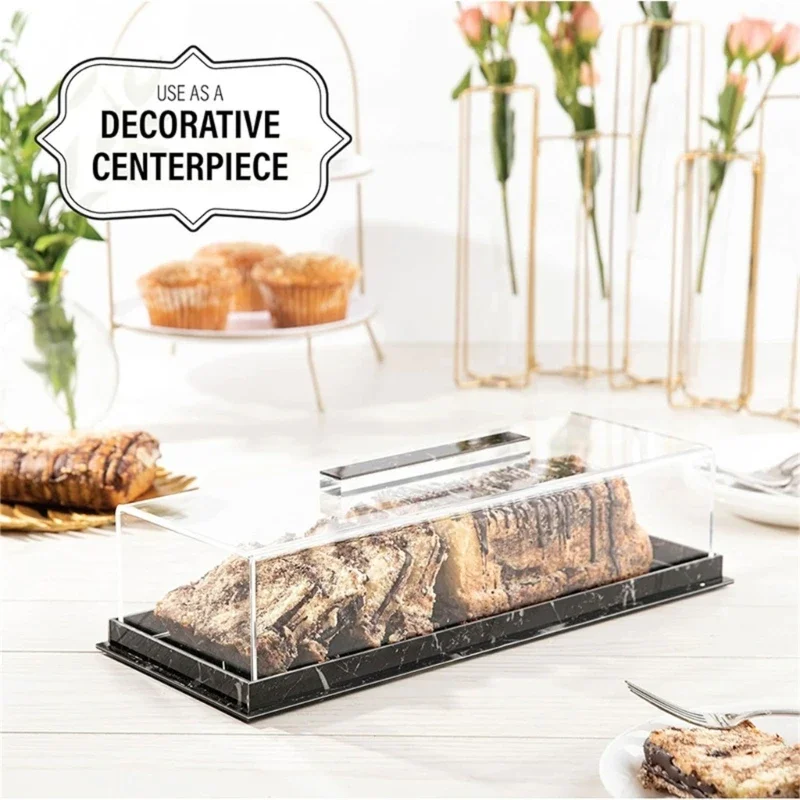 Elegant Rectangular Cake Display Case Rectangular Cake Tray Acrylic Cake Display Box Present for Baking Enthusiasts